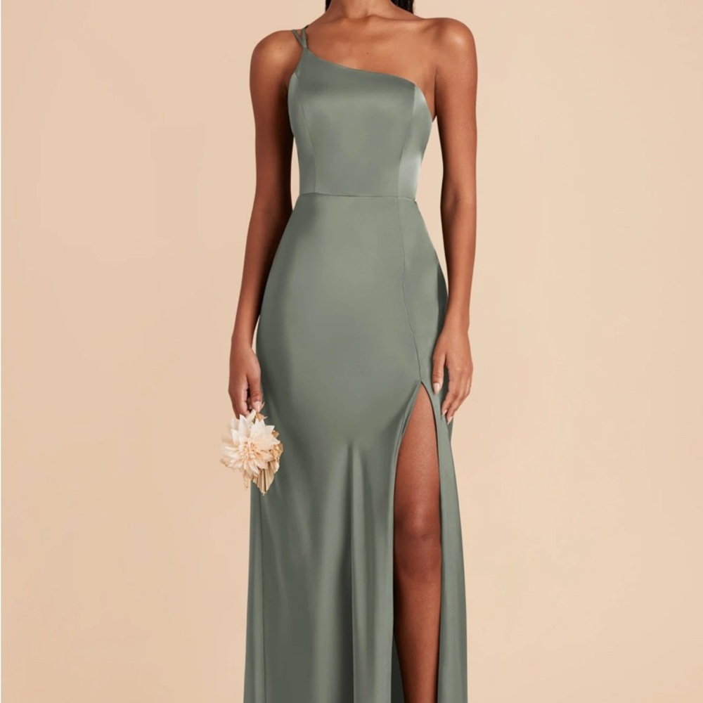 Birdy Grey Kensie Matte Satin One Shoulder Dress Sz XS Sea Glass Bridesmaid NEW
